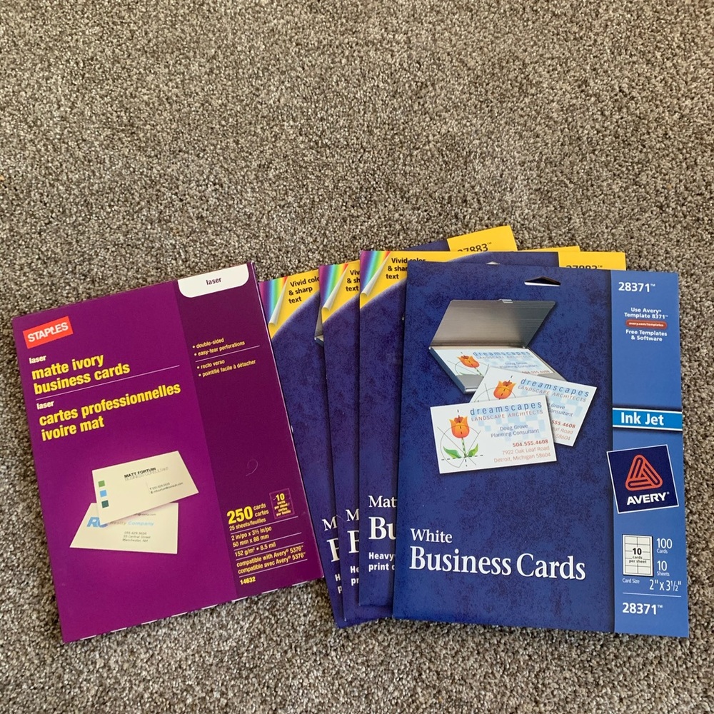 Business cards sheets